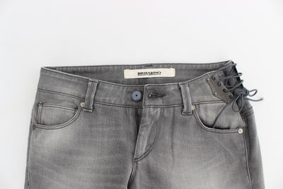 Gray Slim Jeans Denim Pants Skinny Stretch
