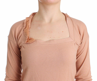 Orange Wool Blend Striped Long Sleeve Top