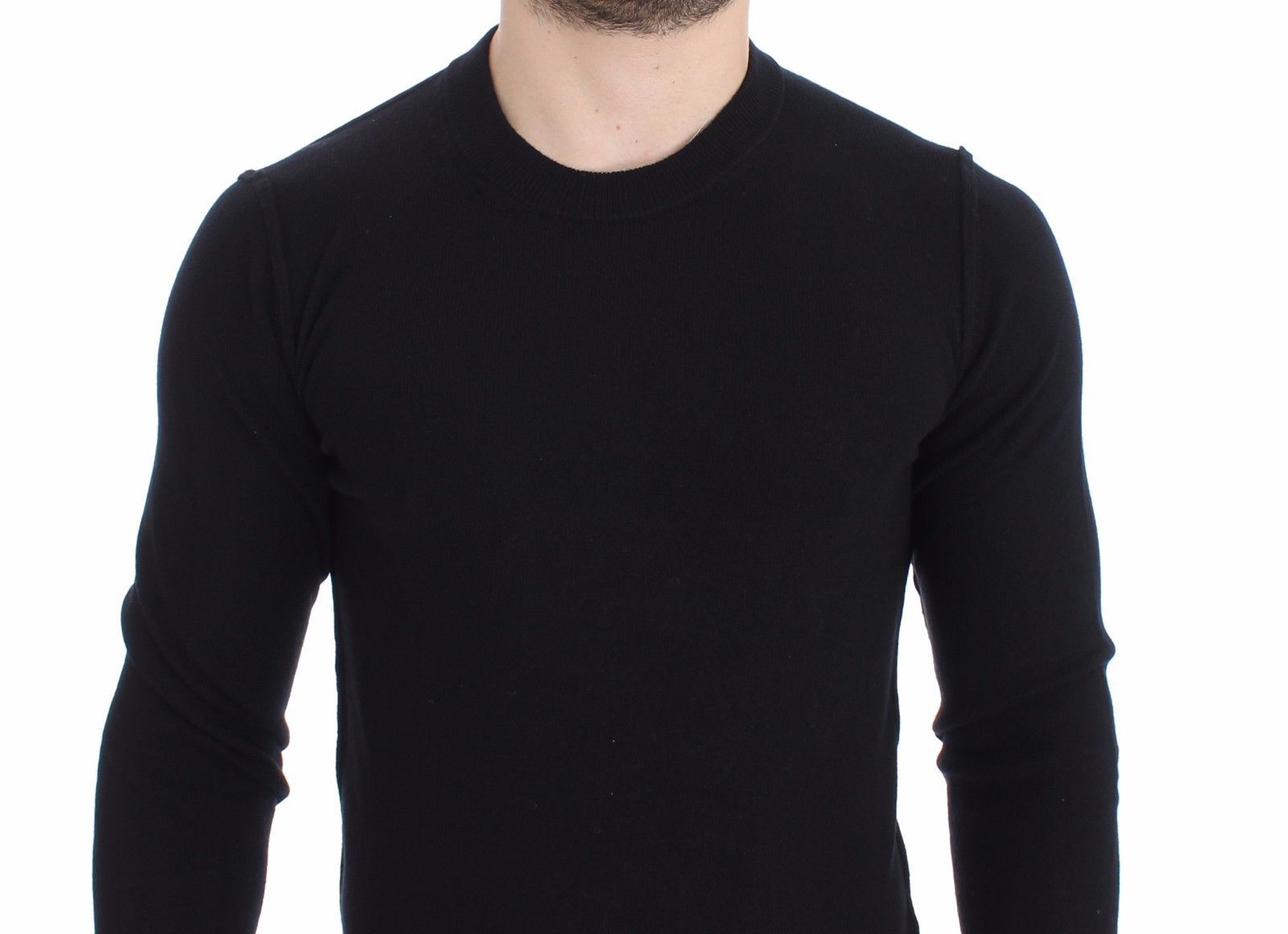 Black Cashmere Crew-neck Sweater Pullover Top