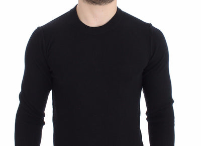 Black Cashmere Crew-neck Sweater Pullover Top