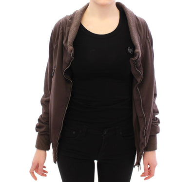Brown Stretch Full Zip Sweater Jacket