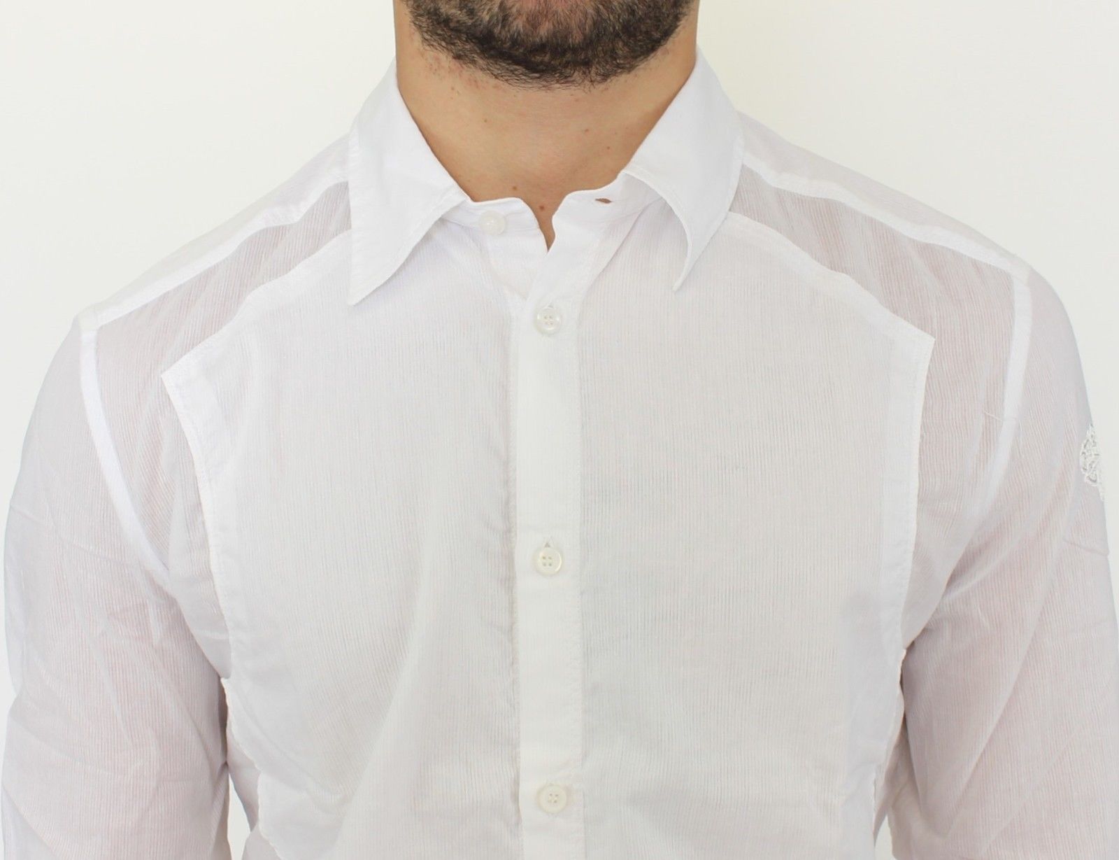 White Striped Cotton Slim Fit Casual Shirt