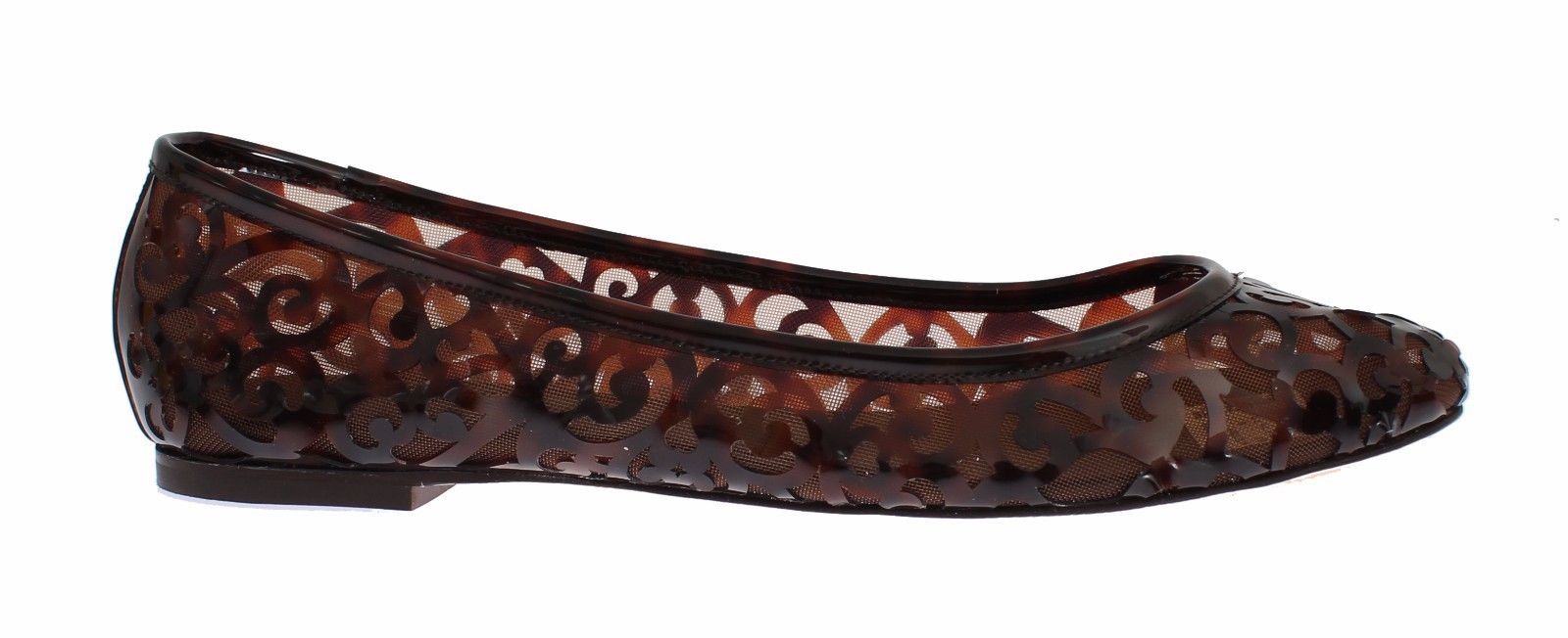 Brown Jacquard PVC Ballet Loafer Flats Shoes