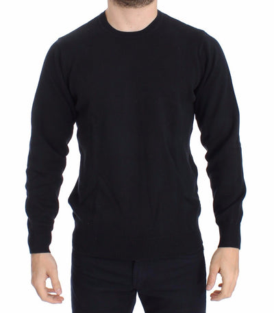 Blue Cotton Cashmere Crew-neck Sweater Pullover