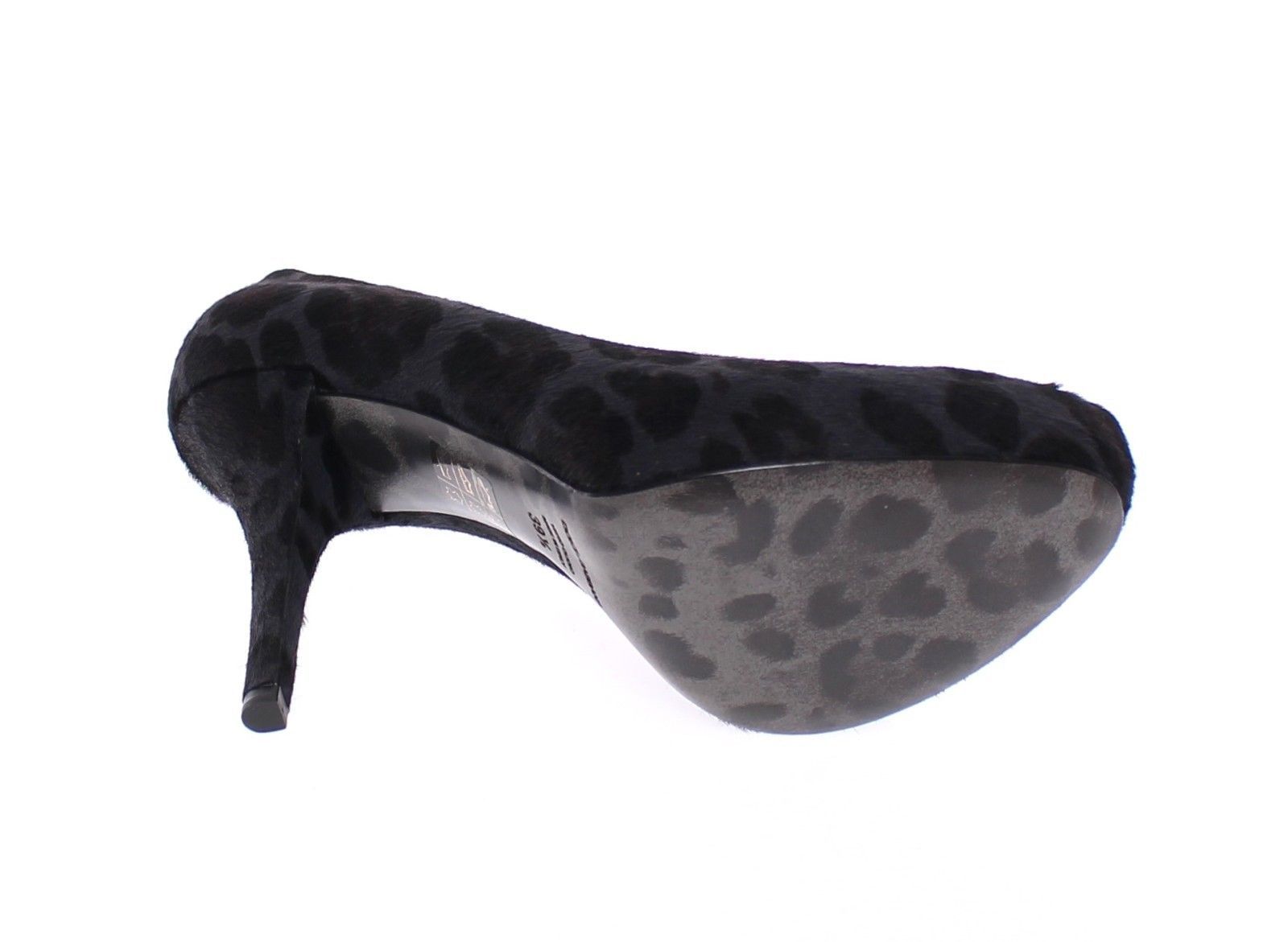 Black Leather Fur Hair Leopard Pumps Shoes