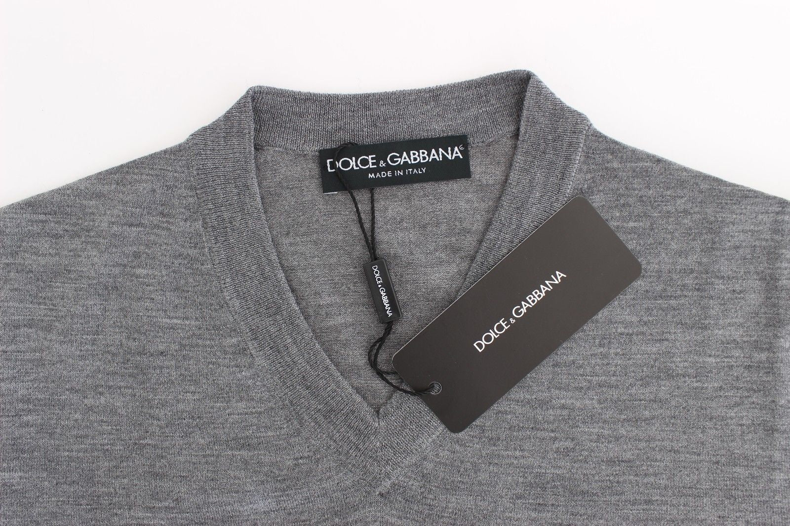 Mens Gray Wool V-neck Sweater Pullover Top