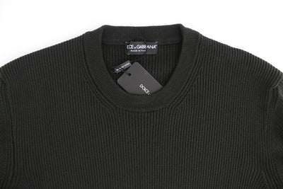 Green Crewneck Wool Sweater Pullover Top