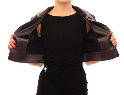 Shiny Gray Stretch Bolero Shrug Jacket