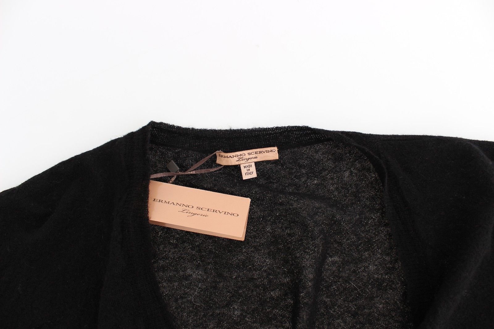 Lingerie Knit Black Wool Sweater Cardigan