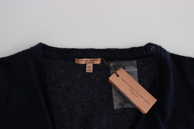 Lingerie Knit Blue Wool Sweater Cardigan