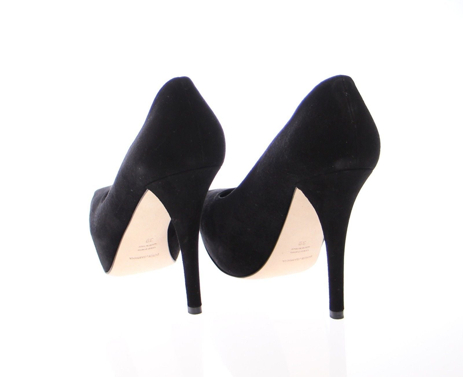 Black Suede Leather Platform Pumps Shoes