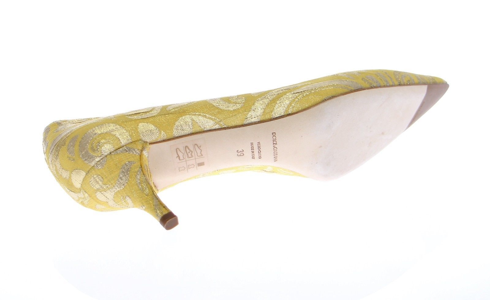 Yellow GOLD Brocade Pumps Pointy Shoes