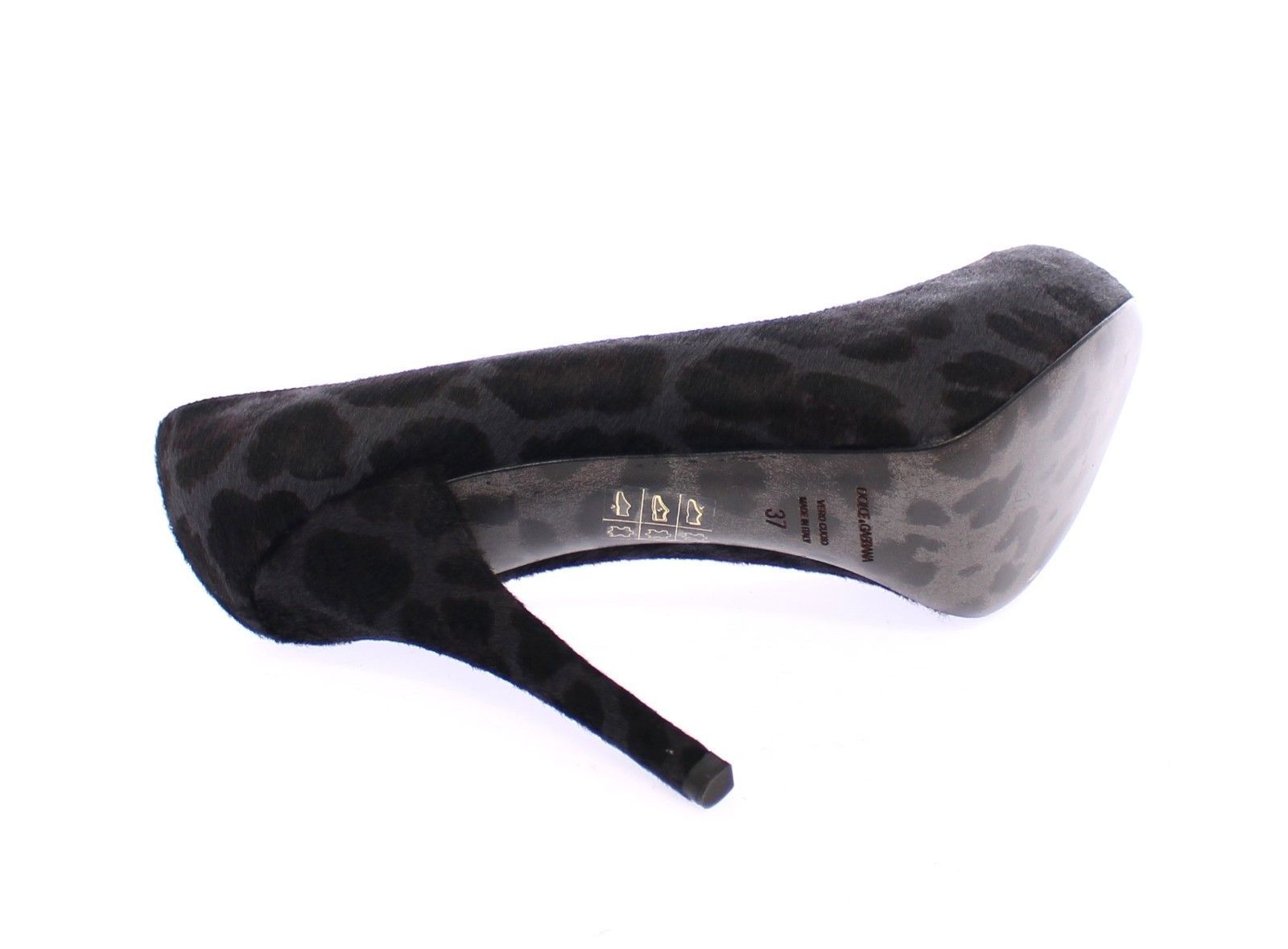Black Leather Platform Leopard Pumps Shoes