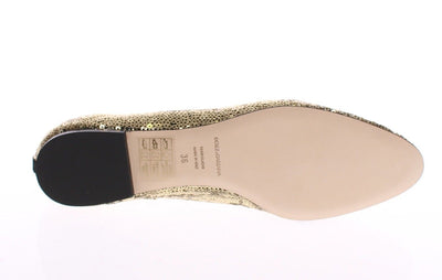 Gold Sequined Ballerinas Ballet Flats Shoes