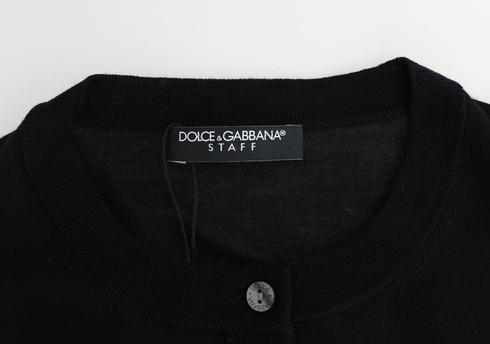 STAFF Black Wool Cardigan Sweater Crew Neck