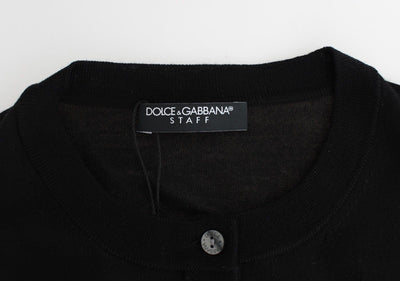 STAFF Black Wool Cardigan Sweater Crew Neck