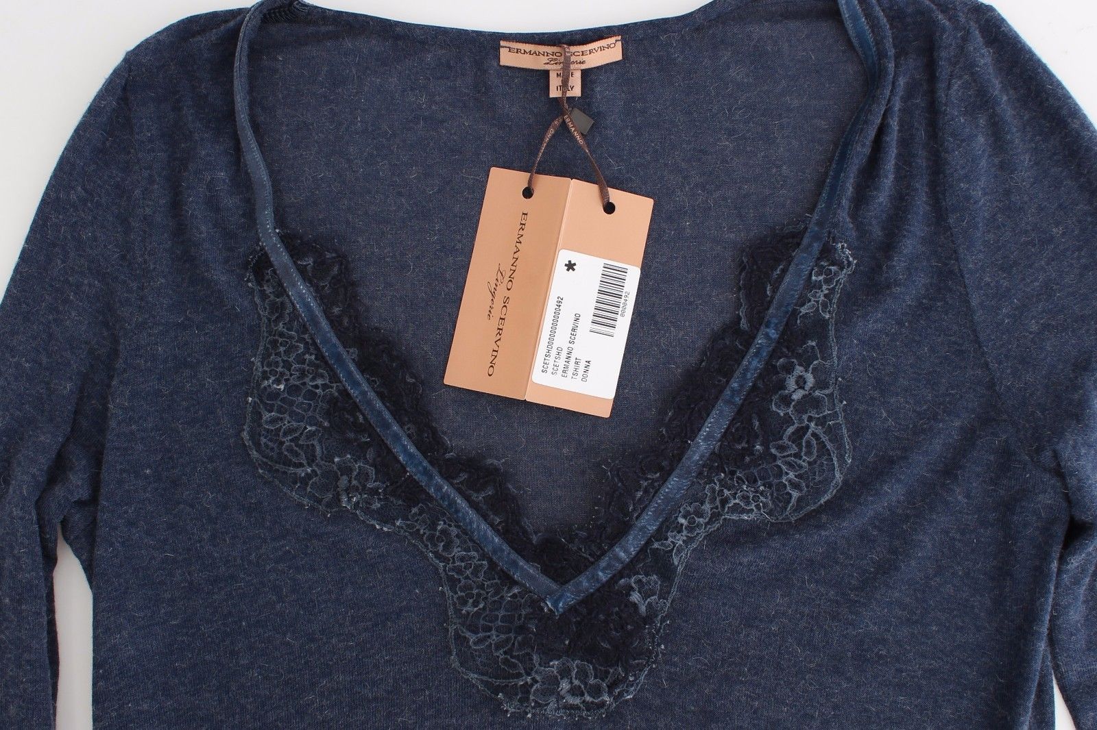 Lingerie Blue Lightweight Knit Sweater Lace