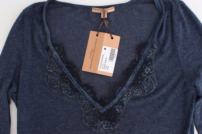 Lingerie Blue Lightweight Knit Sweater Lace
