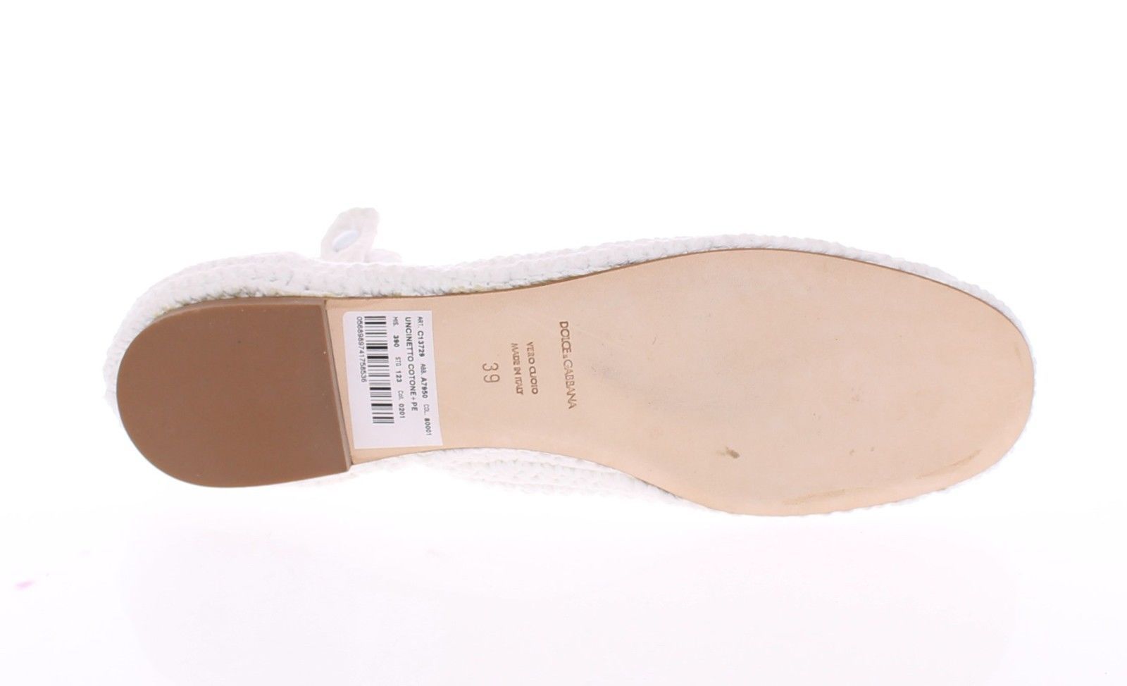 White Cotton Knitted Ballet Flats Shoes