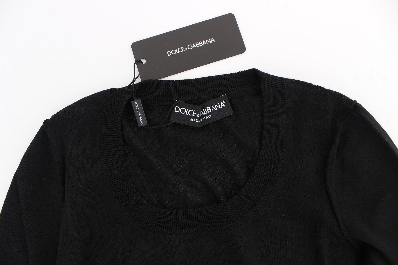 Black Wool Crewneck Sweater Pullover Top