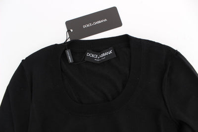 Black Wool Crewneck Sweater Pullover Top