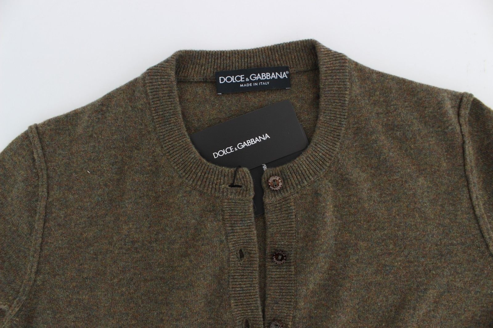Brown Cashmere Button Cardigan Sweater