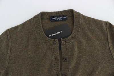 Brown Cashmere Button Cardigan Sweater