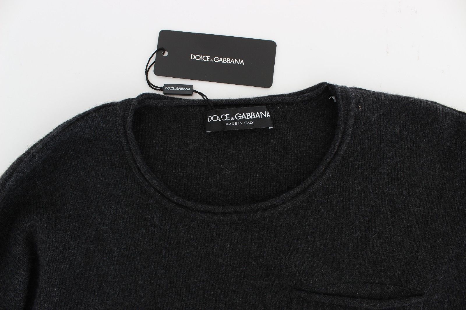 Gray Cashmere Crewneck Sweater Pullover