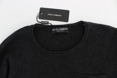 Gray Cashmere Crewneck Sweater Pullover