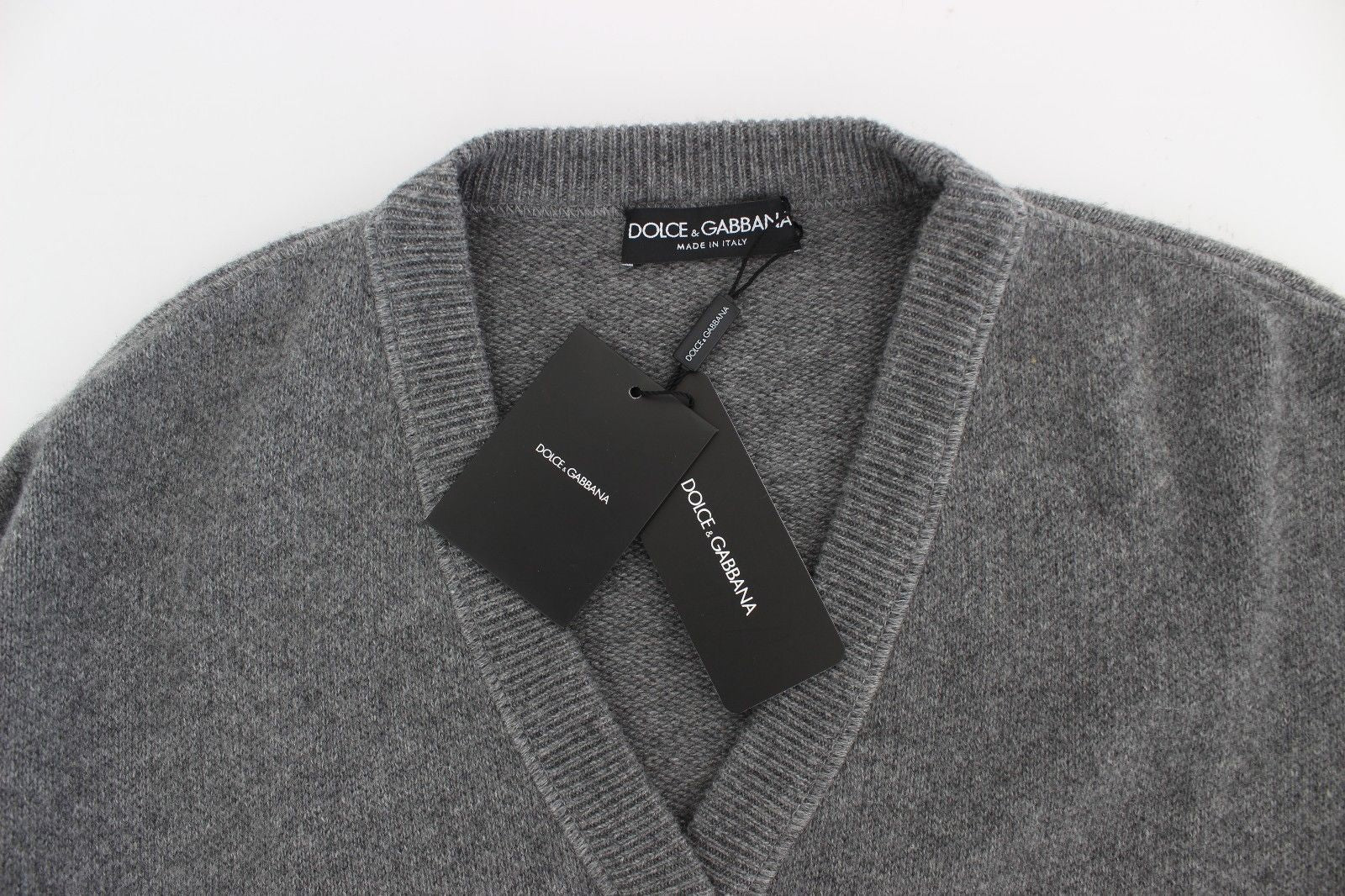 Gray Knitted Cashmere Cardigan Sweater