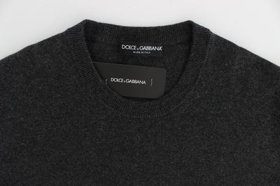 Gray Cashmere Crew-neck Sweater Pullover Top