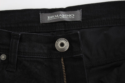 Black Slim Jeans Denim Pants Straight Leg Stretch