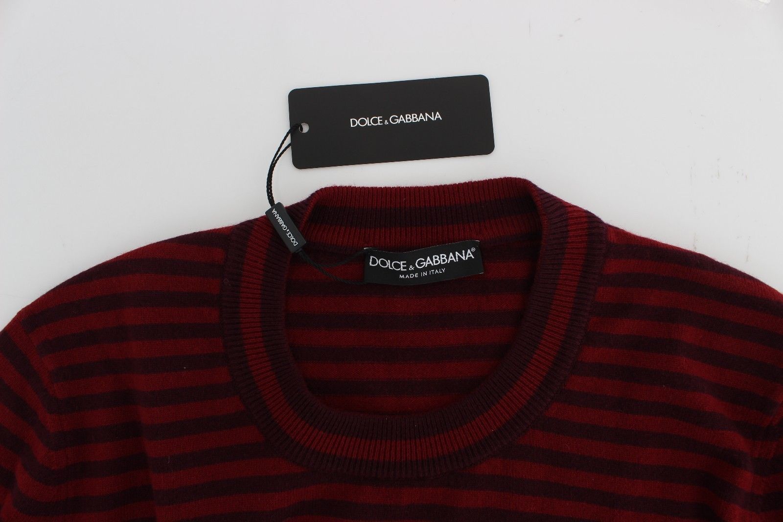Red Striped Cashmere Pullover Sweater