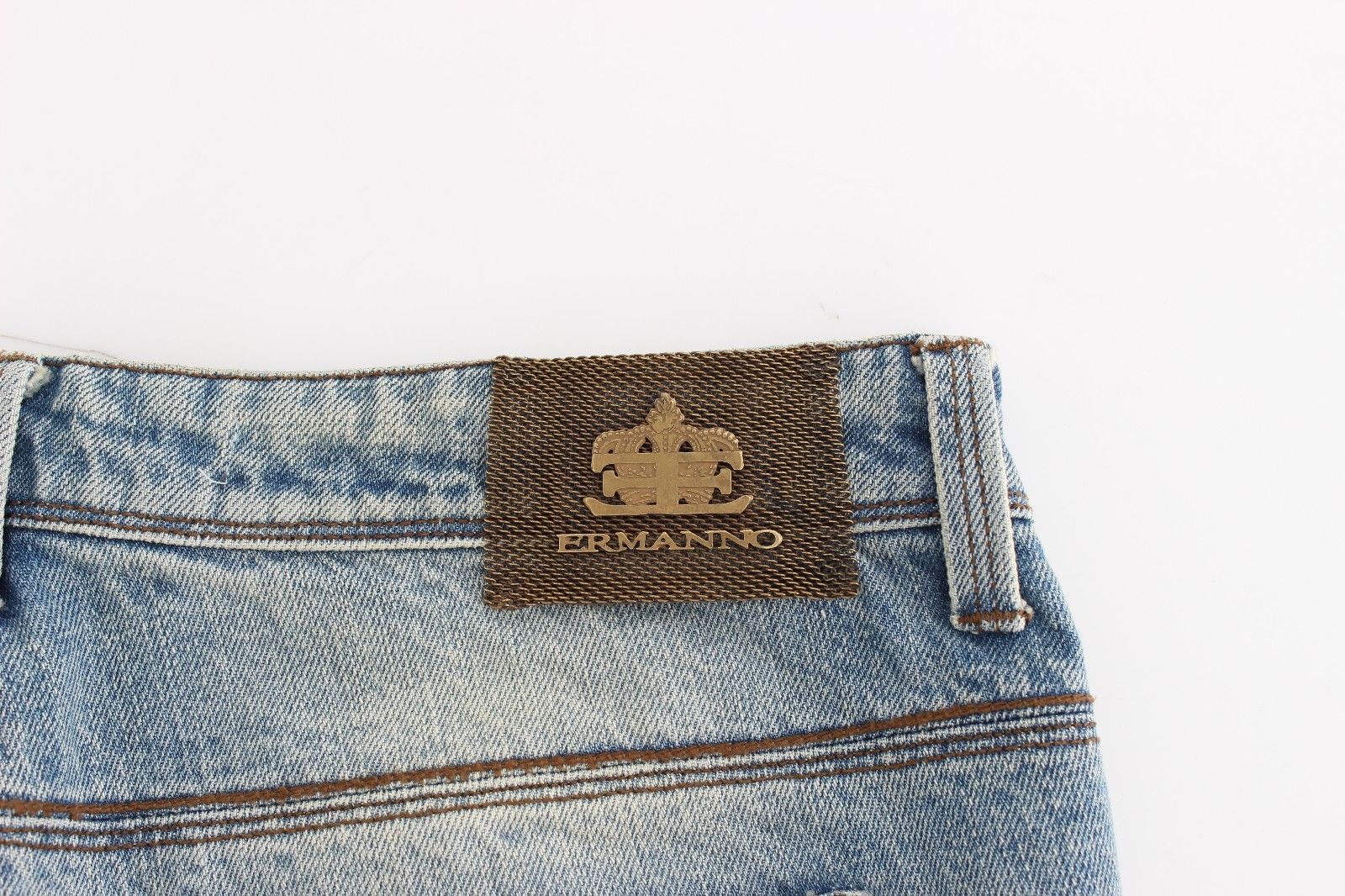 Blue Distressed Boyfriend Jeans Denim Straight