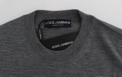 Gray Wool Crew-neck Sweater Pullover Top