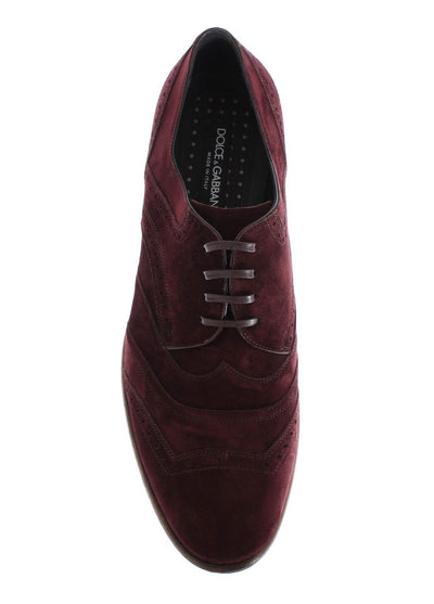 Bordeaux Leather Suede Wingtip Shoes