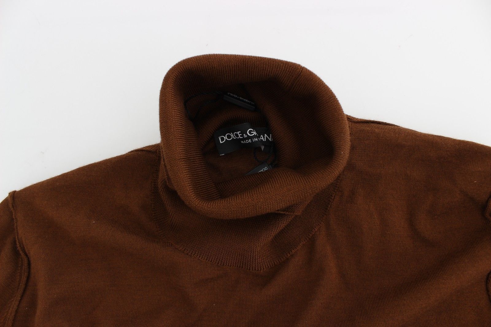 Brown Silk Cashmere Turtleneck Sweater Pullover