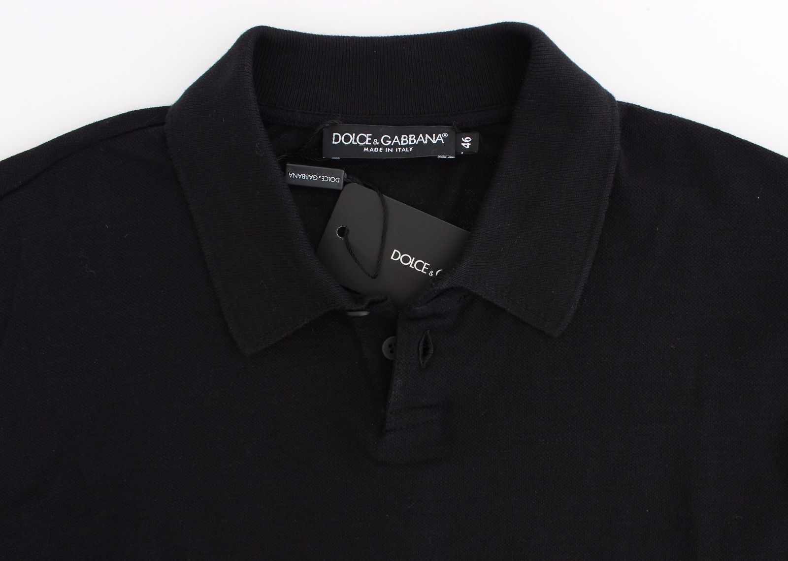 Black Cotton Polo Sweater Pullover Top
