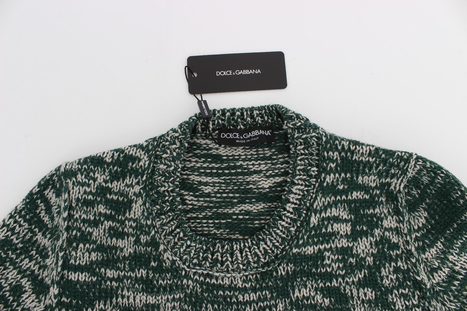 Green Wool Knitted Crewneck Sweater Top