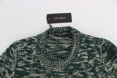 Green Wool Knitted Crewneck Sweater Top