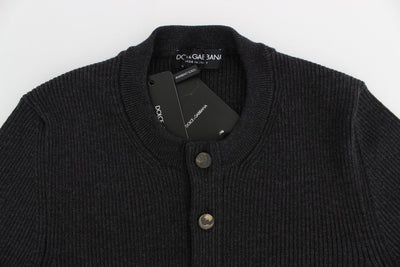 Gray Wool Henley Button Sweater Pullover Top