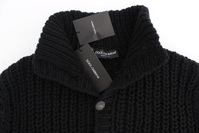 Black Knitted Wool Sweater Pullover Top