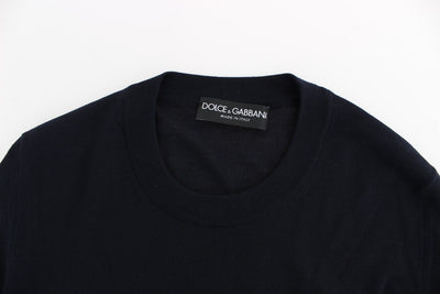 Blue Crewneck Wool Sweater Pullover Top