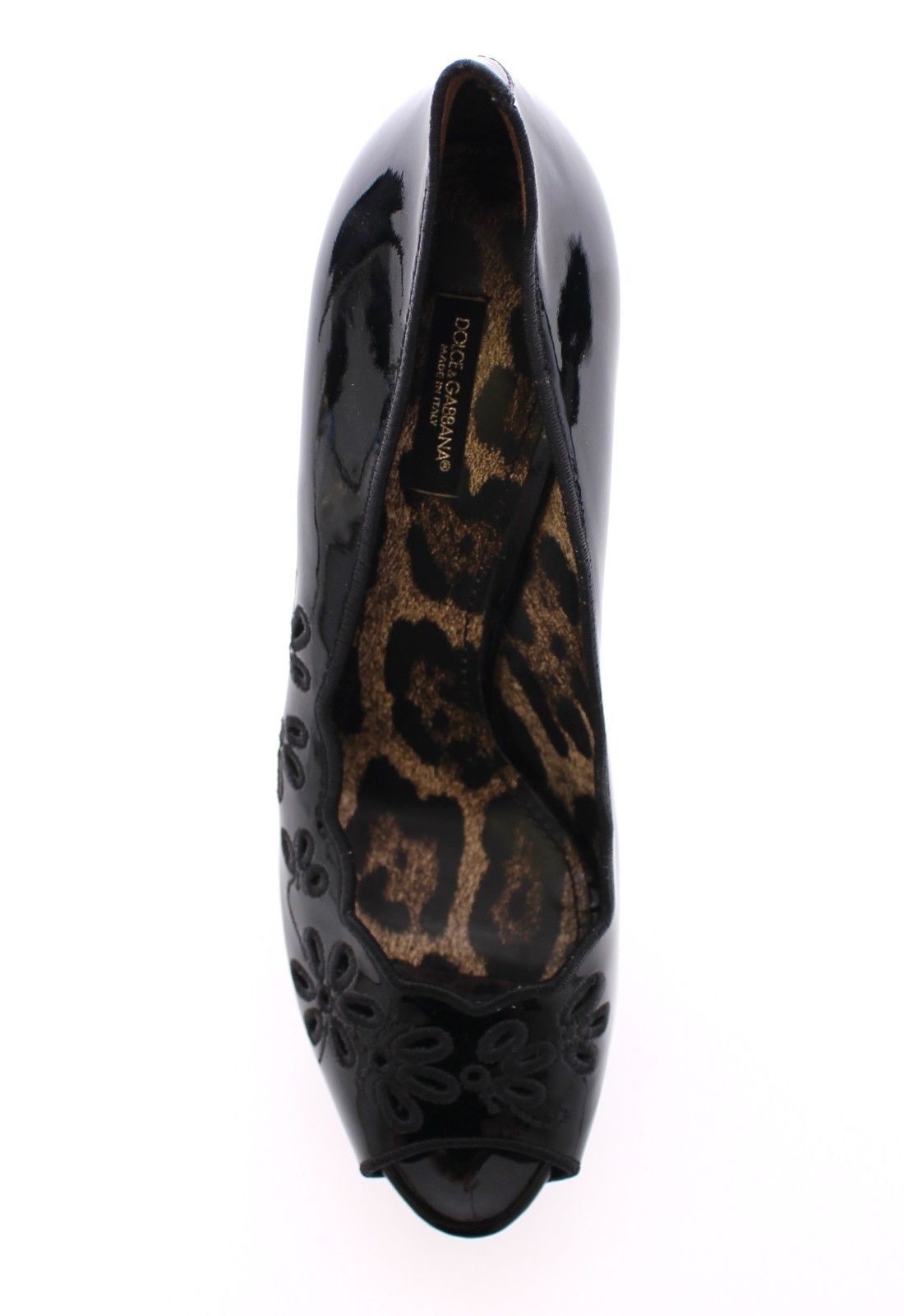 Black Patent Leather Platform Open Toe Shoes
