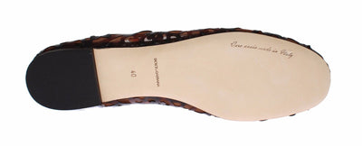 Brown Jacquard PVC Ballet Loafer Flats Shoes