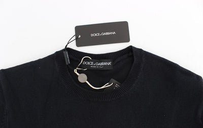 Blue Cotton Cashmere Crew-neck Sweater Pullover