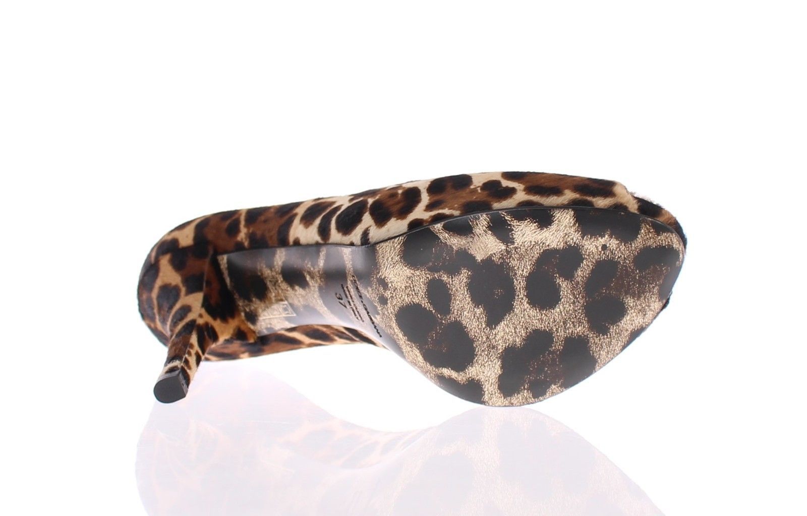Brown Leather Pony Leopard Pumps Shoes