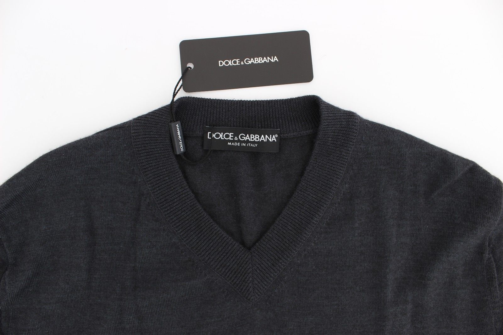 Gray Silk Cashmere V-neck Sweater Pullover