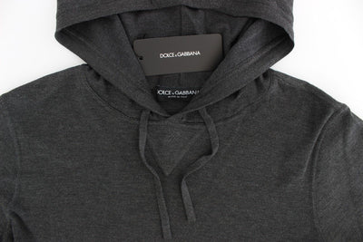 Gray 100% Silk Hooded Sweater Pullover Top