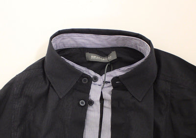 Black Slim Fit Cotton Casual Shirt Top